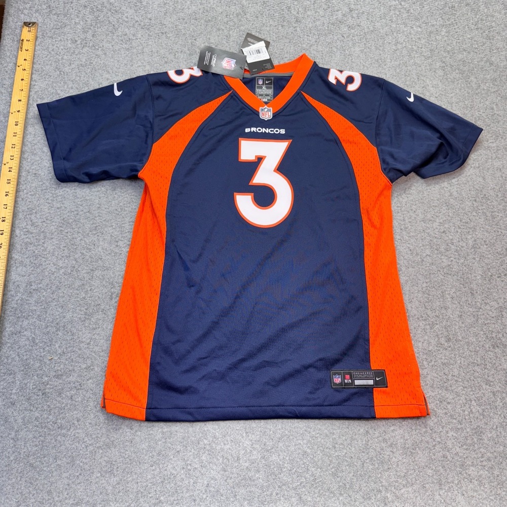 Nike Youth Jersey XL Russell Wilson #3‎ Broncos Game Navy/Orange Polyester